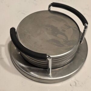 Stainless Steel Coaster Set with Black Handles